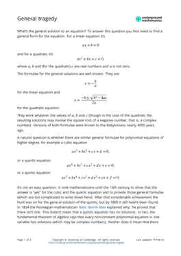 General Tragedy Mathematics