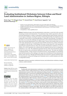 Evaluating Institutional Dichotomy Between Urban and Rural Land Administration in Amhara Region, Ethiopia