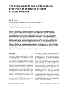 The Hydrodynamic and Conformational Properties of Denatured Proteins in Dilute Solutions