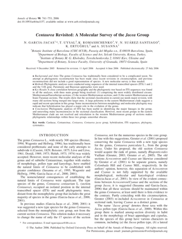 Centaurea Revisited: a Molecular Survey of the Jacea Group