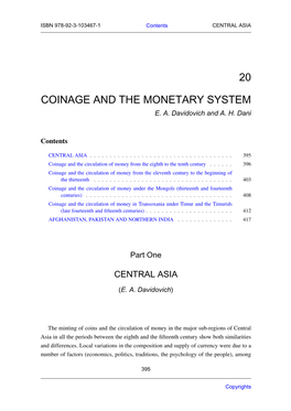 20 Coinage and the Monetary System