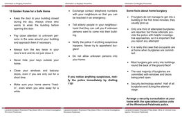 10 Golden Rules for a Safe Home • Keep the Door to Your Building Closed During the Day. Always Check Who Wants to Enter the Bu