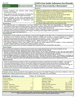 CCHCS Care Guide: Substance Use Disorder