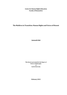 The Maldives in Transition: Human Rights and Voices of Dissent