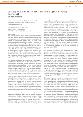 Leaving No Element of Doubt: Analysis of Proteins Using Micropixe Elspeth Garman