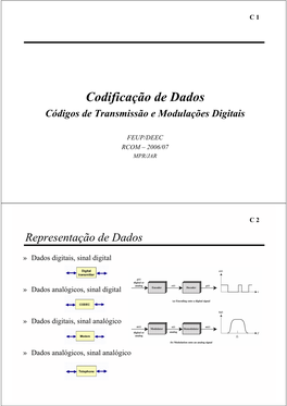 Codificação De Dados Códigos De Transmissão E Modulações Digitais