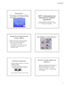 BPPV: Understanding Eye Movements & Treatment Approaches Benign