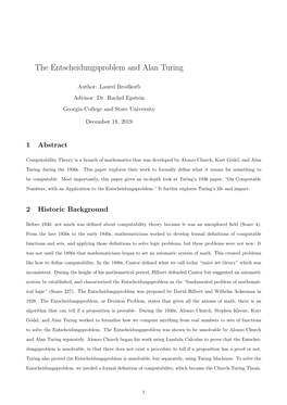 The Entscheidungsproblem and Alan Turing