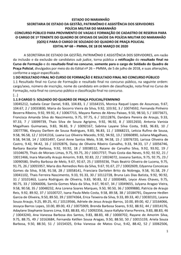 Retificação Do Resultado Final No Curso De Formação E Do Resultado Final No