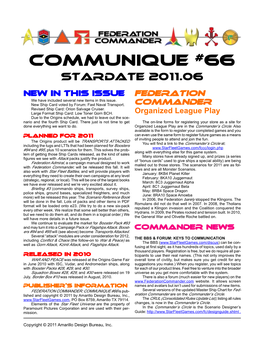 Communique #66 Stardate 2011.06