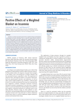 Positive Effects of a Weighted Blanket on Insomnia