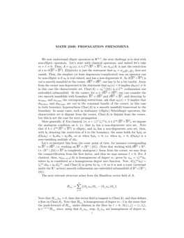 MATH 256B: PROPAGATION PHENOMENA We Now Understand