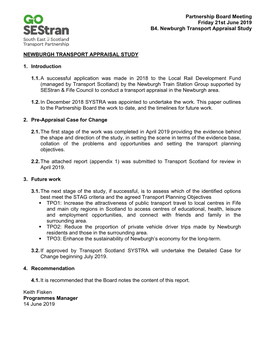 2019 06 21 Item B4 Newburgh Transport Appraisal Study