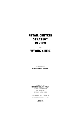 Retail Centres Strategy Review ~ Wyong Shire