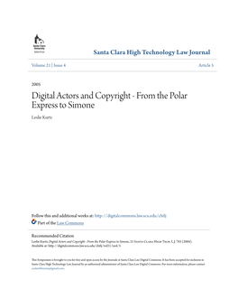 Digital Actors and Copyright - from the Polar Express to Simone Leslie Kurtz