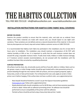 Installation Instructions for Habitus Cork Fabric Wall Covering