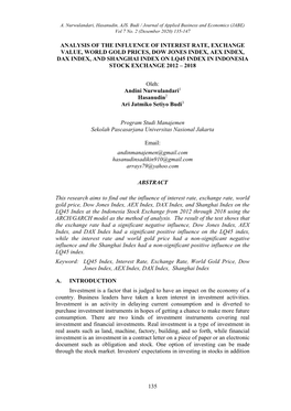 Analysis of the Influence of Interest Rate, Exchange