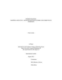 Femme Feelings: Mapping Affective Affinities Between Femme and Third Wave Feminists