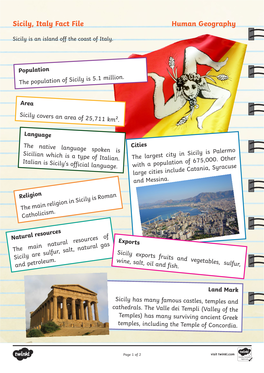 Sicily, Italy Fact File Human Geography