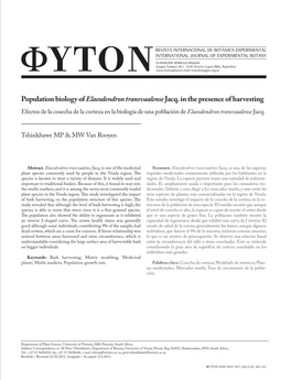 Population Biology of Elaeodendron Transvaalensejacq. in the Presence