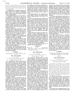 CONGRESSIONAL RECORD— Extensions of Remarks E504 HON. ZOE LOFGREN HON. LANE EVANS HON. NANCY PELOSI