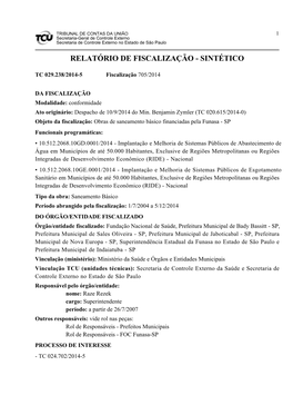 Obras De Saneamento Básico Financiadas Pela Funasa