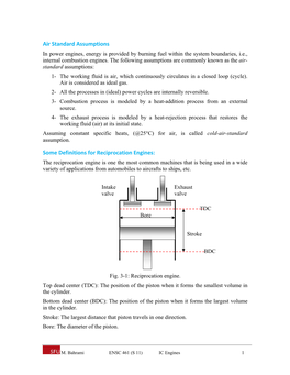 Air Standard Assumptions Some Definitions for Reciprocation Engines