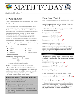 MATH TODAY Grade 5, Module 4, Topic F