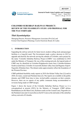 Journal of South Asian Logistics and Transport Volume 1 Issue 1 March 2021 JSALT 1.1.R: Pp