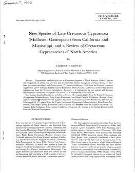 New Species of Late Cretaceous Gypraeacea (Mollusca: Gastropoda) from California and Mississippi, and a Review of Cretaceous Gypraeaceans of North America