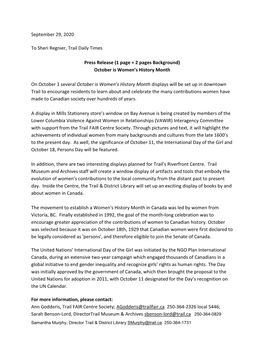 September 29, 2020 to Sheri Regnier, Trail Daily Times Press Release (1