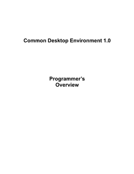 Common Desktop Environment 1.0 Programmer's Overview