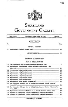 Swaziland Government Gazette