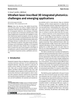 Ultrafast-Laser-Inscribed 3D Integrated Photonics: Challenges and Emerging Applications