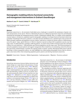 Demographic Modeling Informs Functional Connectivity and Management Interventions in Graham’S Beardtongue