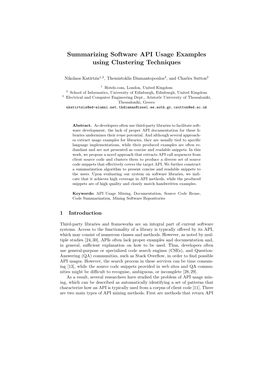 Summarizing Software API Usage Examples Using Clustering Techniques