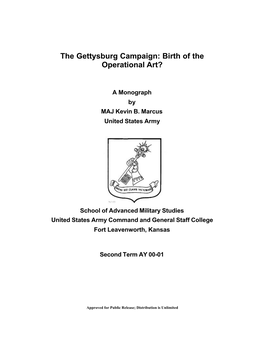 The Gettysburg Campaign: Birth of the Operational Art?