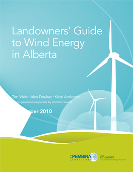 Landowners' Guide to Wind Energy in Alberta