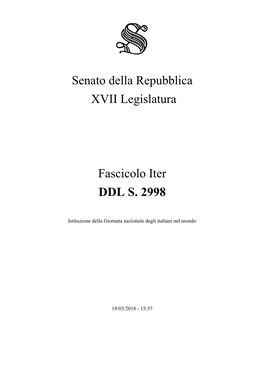 Senato Della Repubblica XVII Legislatura Fascicolo Iter DDL S