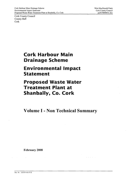 Cork Harbour Main Drainage Scheme Environmental Impact Statement Proposed Waste Water Treatment Plant at Shanbally, Co