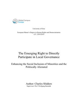 The Emerging Right to Directly Participate in Local Governance