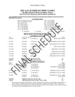 2021 Aau Junior Olympic Games Multi-Events/Racewalk