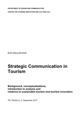 Strategic Communication in Tourism