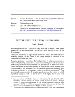 The Varieties of Religious Autonomy