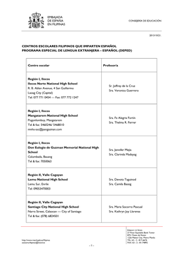 Embajada De España En Filipinas Centros Escolares