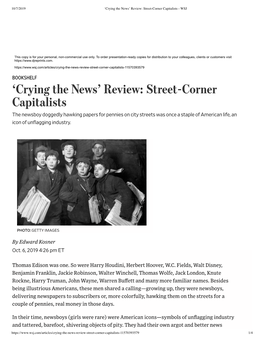 Review: Street-Corner Capitalists - WSJ