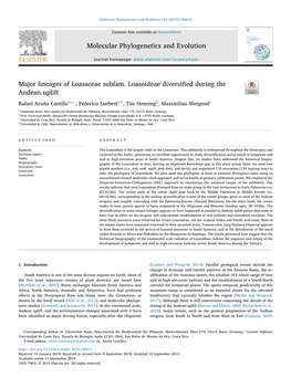 Major Lineages of Loasaceae Subfam. Loasoideae Diversified During the Andean Uplift