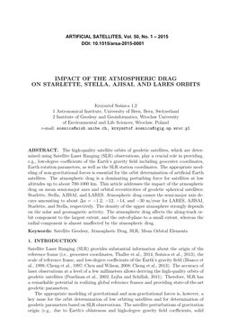 Impact of the Atmospheric Drag on Starlette, Stella, Ajisai, and Lares Orbits