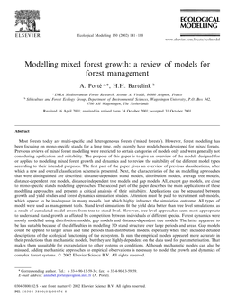 Modelling Mixed Forest Growth: a Review of Models for Forest Management