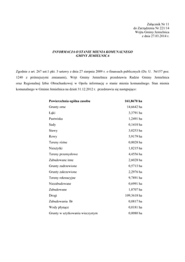 Załącznik Nr 11 Do Zarządzenia Nr 221/14 Wójta Gminy Jemielnica Z Dnia 27.03.2014 R